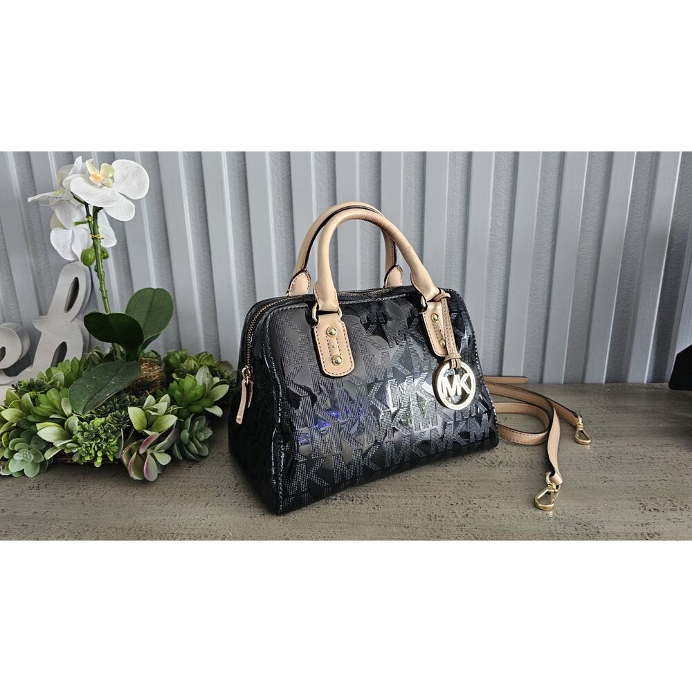 Michael Kors Signature Black Patent Leather Monogram